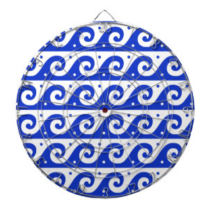 Cible De Fléchettes Fret grec, Motif d'onde méditerranéen, Bleu