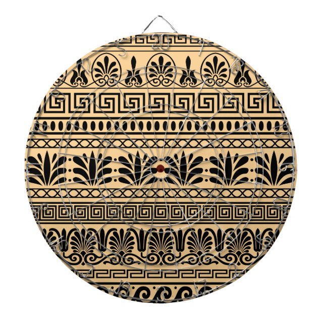 Cible De Fléchettes Fret grec, Motif méditerranéen, Brown (Devant)