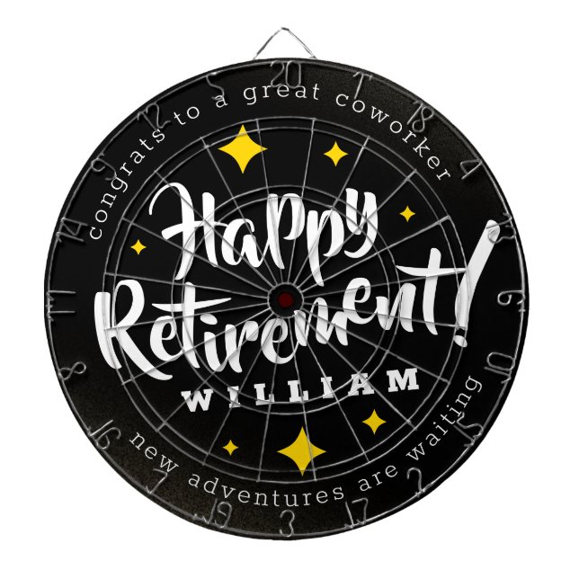 Cible De Fléchettes Fun Gold Glitter Stars Retirement New Adventures (Devant)