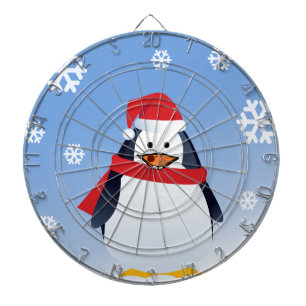 Cible De Fléchettes Funny Penguin Noël Père Noël Snowflakes