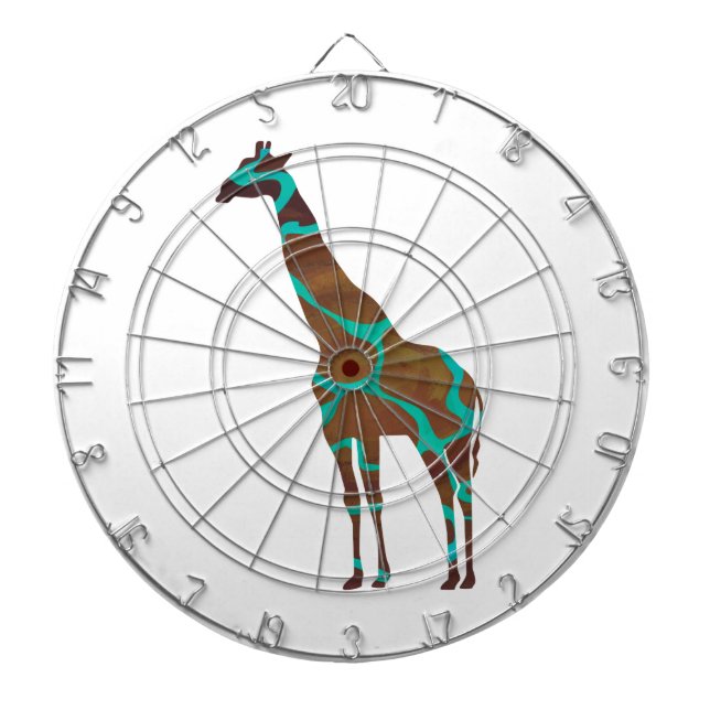 Cible De Fléchettes Giraffe Impression Brown et Turquoise (Devant)