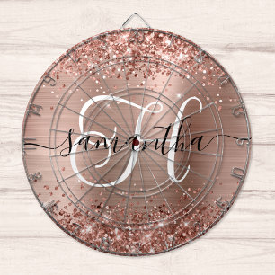 Cible De Fléchettes Glamour Monogramme Rose Gold Pailleté