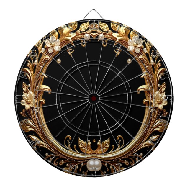 Cible De Fléchettes Golden Floral Ornate Dartboard (Devant)