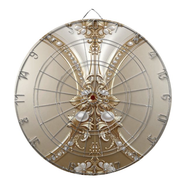 Cible De Fléchettes Golden Ornate Frame with Pearls Dartboard (Devant)