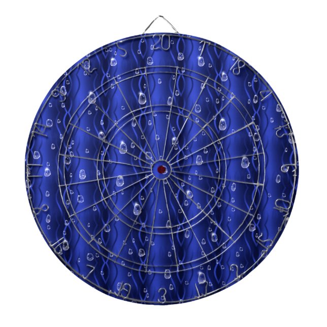 Cible De Fléchettes gouttes de pluie sur le métal bleu (Devant)