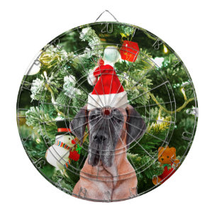 Cible De Fléchettes Great Dane w Christmas Tree Cadeaux Boîtes de Noël