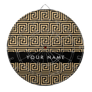 Cible De Fléchettes Grec Meander Key Brown, Votre Nom, Personnaliser