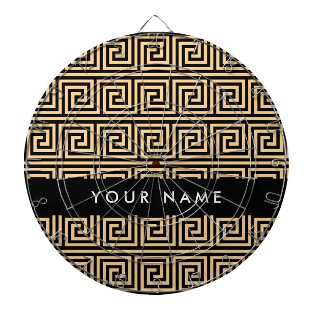 Cible De Fléchettes Grec Meander Key Brown, Votre Nom, Personnaliser (Devant)
