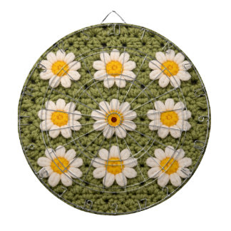 Cible De Fléchettes Green Daisy Granny Square Crochet Pattern Floral