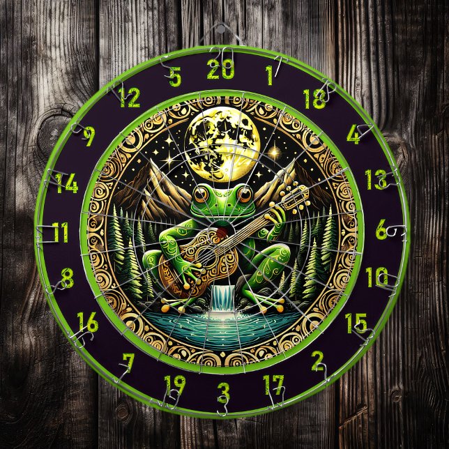 Cible De Fléchettes Green Frog Joue De La Guitare Par Lune (Créateur téléchargé)