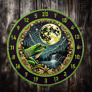 Cible De Fléchettes Grenouille D'Or Hop Dans La Perfection Rustique