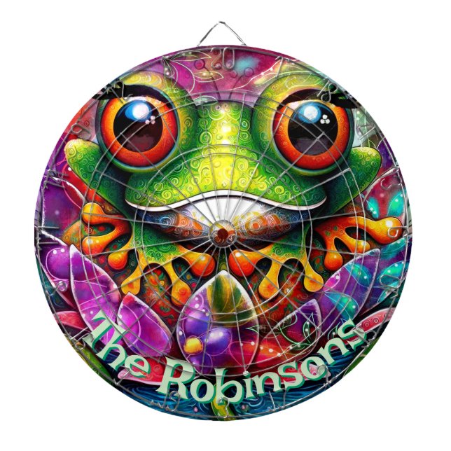 Cible De Fléchettes Grenouille Whimsical Abstrait Floral Frogs Personn (Devant)