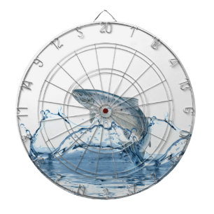 Cible De Fléchettes Gros Poisson Dans L'Eau Bleue