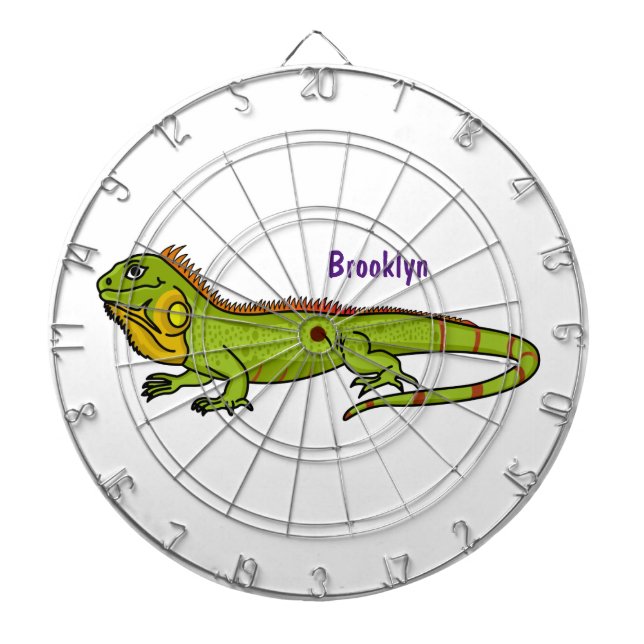 Cible De Fléchettes Happy green iguana cartoon (Devant)
