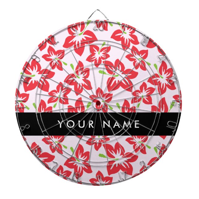 Cible De Fléchettes Hibiscus Rouge, Fleurs Rouges, Votre Nom (Devant)