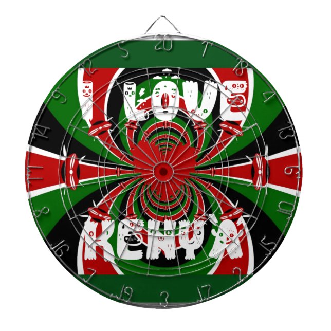 Cible De Fléchettes I Love Heart Kenya : Dynamic Flag Art (Devant)