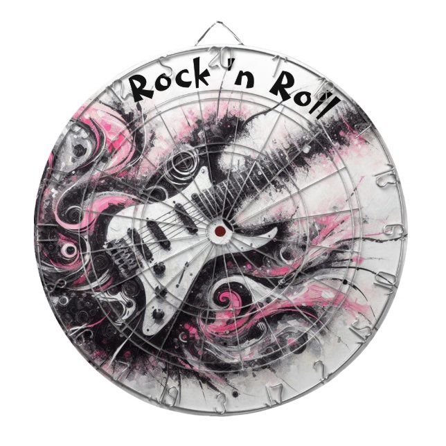 Cible De Fléchettes I Love Rock N Roll Guitare Électrique Peinture (Devant)