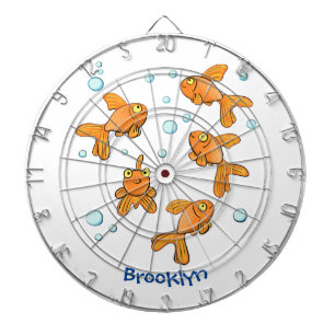 Cible De Fléchettes Illustration de caricature de poisson rouge orange