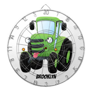 Cible De Fléchettes Illustration du joli joyeux tracteur agricole vert