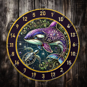 Cible De Fléchettes Imaginaire Orca Tortue Dartboard Mur Art