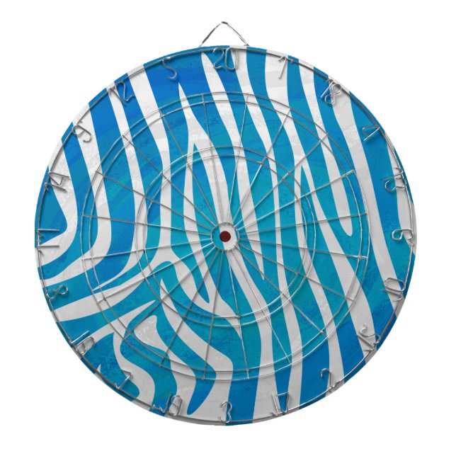 Cible De Fléchettes Impression en bleu et blanc Zebra (Devant)