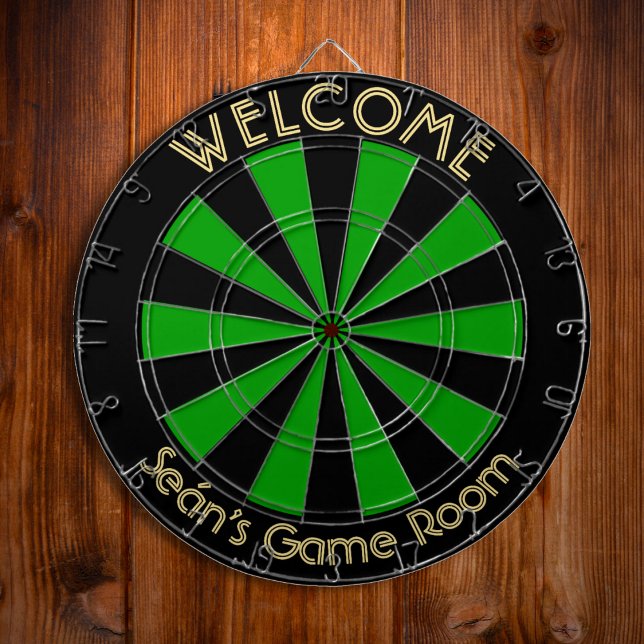 Cible De Fléchettes Irish Green Black Custom Metal Cage Dorm Salle de  (Irish Green Black Custom Metal Cage Dorm Game Room Dart Board)