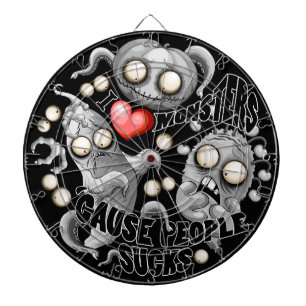 Cible De Fléchettes J'aime les monstres parce que les gens aiment les 