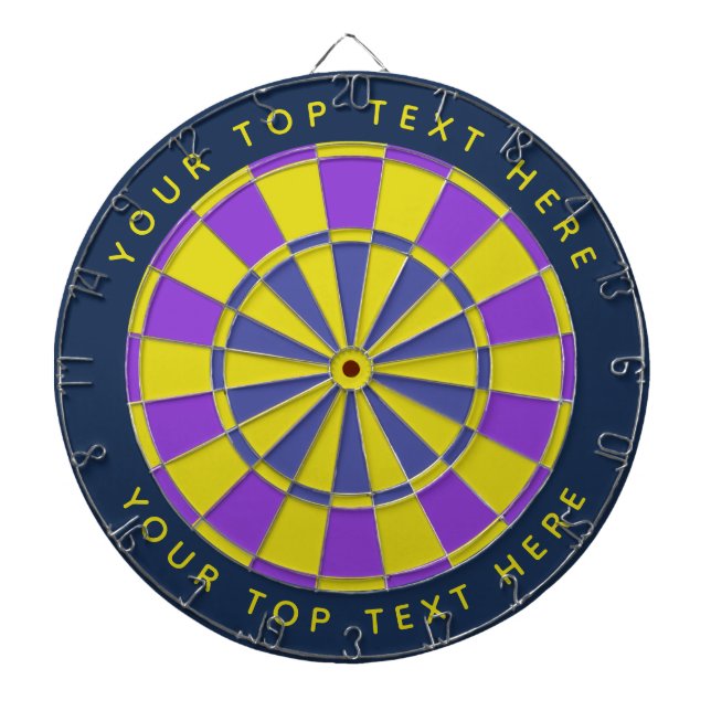 Cible De Fléchettes Jaune, lilas, bleu avec texte personnalisé (Devant)
