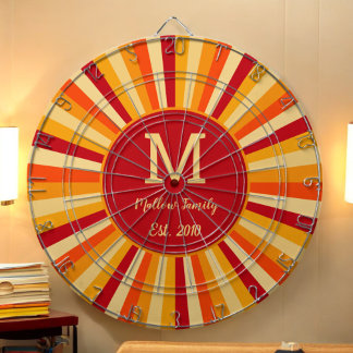 Cible De Fléchettes Jeu de famille Jaune Orange Retro Darboard