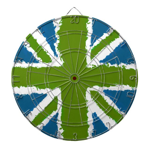 Cible De Fléchettes Jeux Union Jack Art Green Turquoise Tones Bar (Devant)