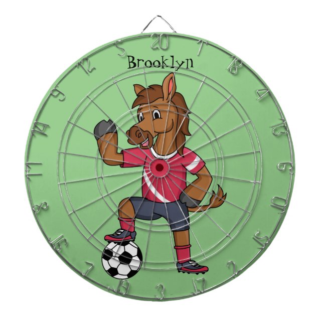 Cible De Fléchettes Joli cheval drôle jouant dessin de football (Devant)