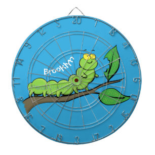 Cible De Fléchettes Joli dessin animé de chenille verte mignonne