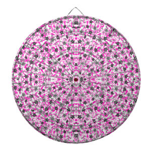 Cible De Fléchettes Jolies fleurs abstraites roses grises blanches