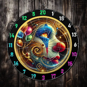 Cible De Fléchettes Jolly Clown avec nez rouge et ballons