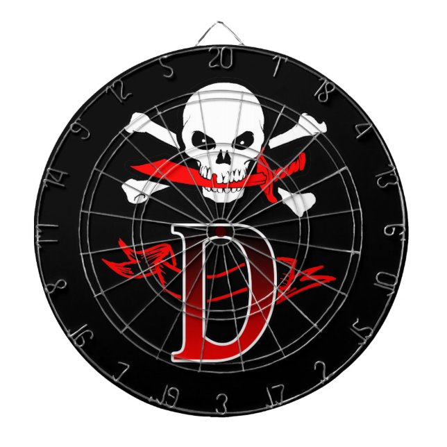 Cible De Fléchettes Jolly roger D Monogramme initial (Devant)