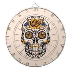 Cible De Fléchettes Journée Rose du crâne de sucre mexicain des morts