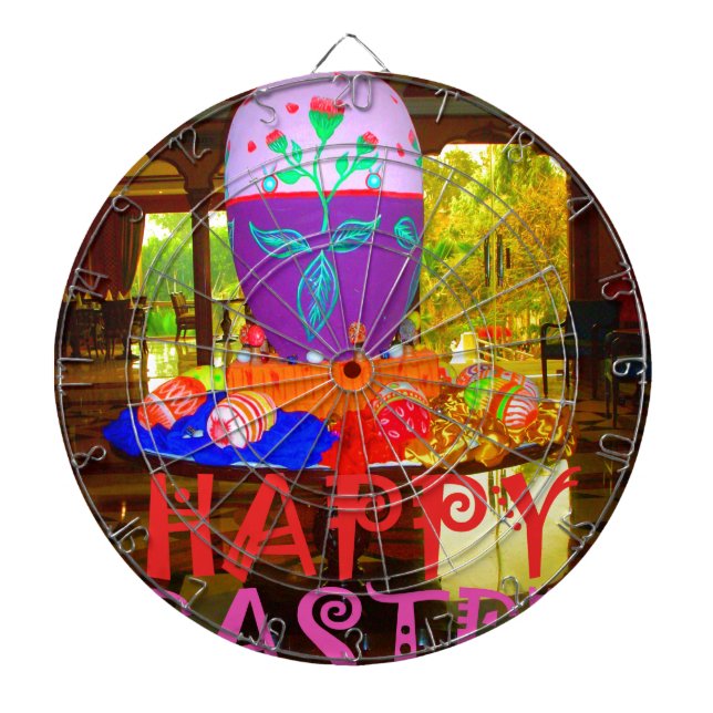 Cible De Fléchettes Joyeux Centre d'Oeufs de Pâques pour le printemps (Devant)