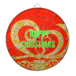 Cible De Fléchettes Joyeux Noël Golden Red Snowflex.jpg