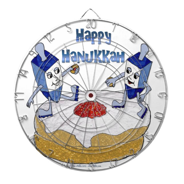 Cible De Fléchettes Judaica Happy Hanukkah Dancing Dreidels (Devant)