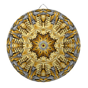 Cible De Fléchettes Kaleidoscope Vintage en argent métallique précieux