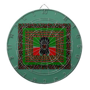 Cible De Fléchettes Kenya Lovely back rouge vert coeur ethnique tribal