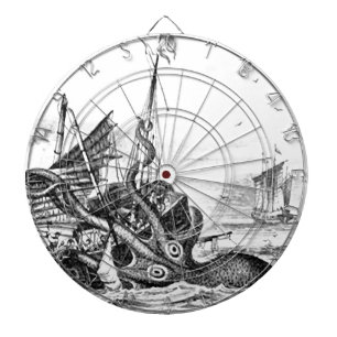 Cible De Fléchettes Kraken/poulpe Eatting un bateau de pirate,