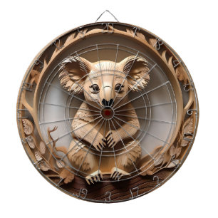 Cible De Fléchettes L'Australien Koala Bear Wood Carving,