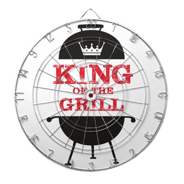 Cible De Fléchettes Le Roi Du Grill, Blanc Noir Couronne Rouge (Devant)