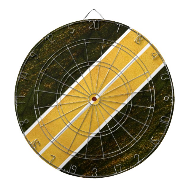 Cible De Fléchettes Lignes blanches d'or vert (Devant)