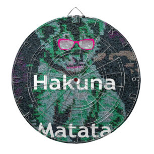 Cible De Fléchettes Lion vert avec lunettes roses "Hakuna Matata" Art
