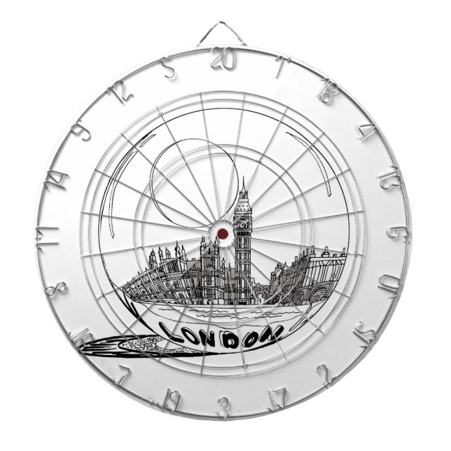 Cible De Fléchettes Londres dans une boule de verre. (Devant)
