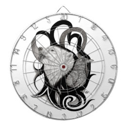 Cible De Fléchettes Loup blanc avec art tribal coréen