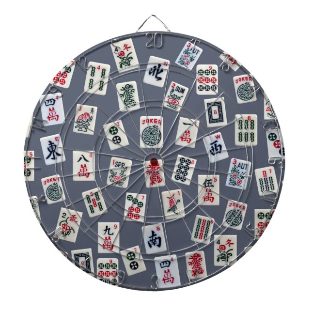 Cible De Fléchettes MahJongg tiles design on dark blue (Devant)