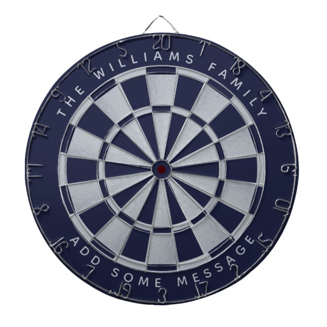 Cible De Fléchettes Marine Blue Faux Argent Personnalisé Nom de famill (Devant)